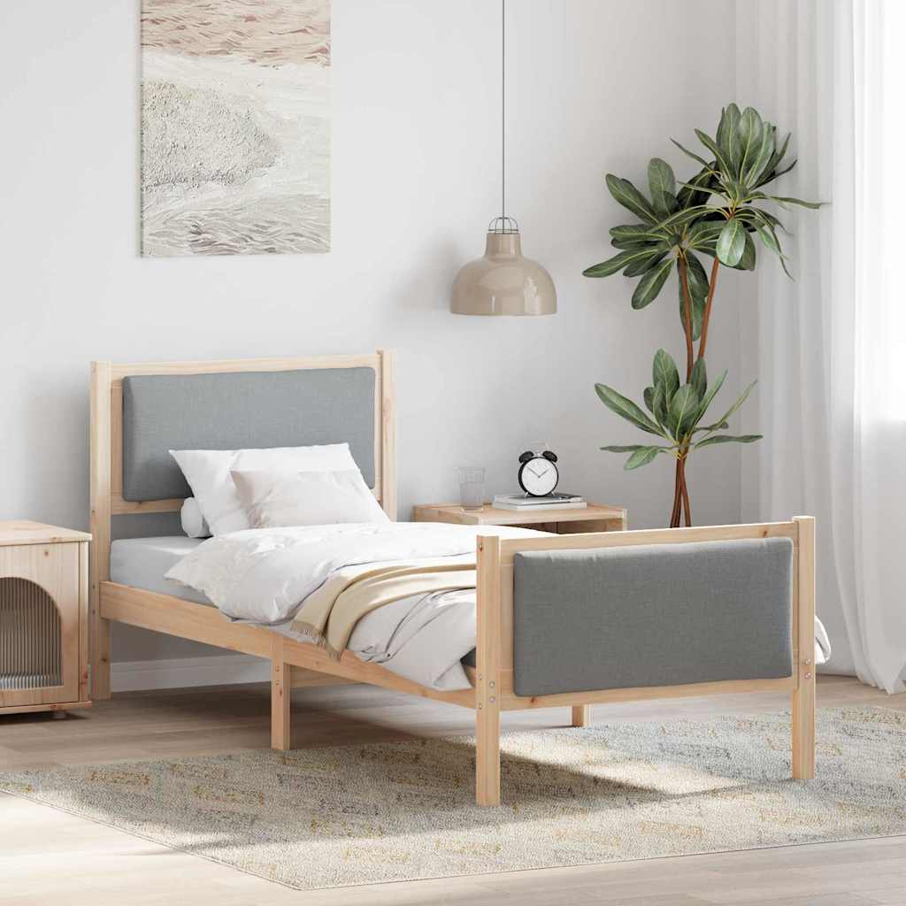 Estrutura da cama cinzento-claro 75 x 190 cm tecido