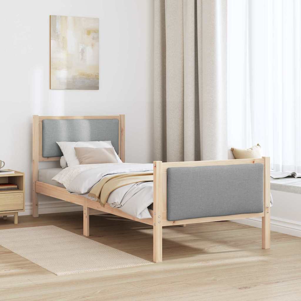 Estrutura da cama cinzento-claro 75 x 190 cm tecido