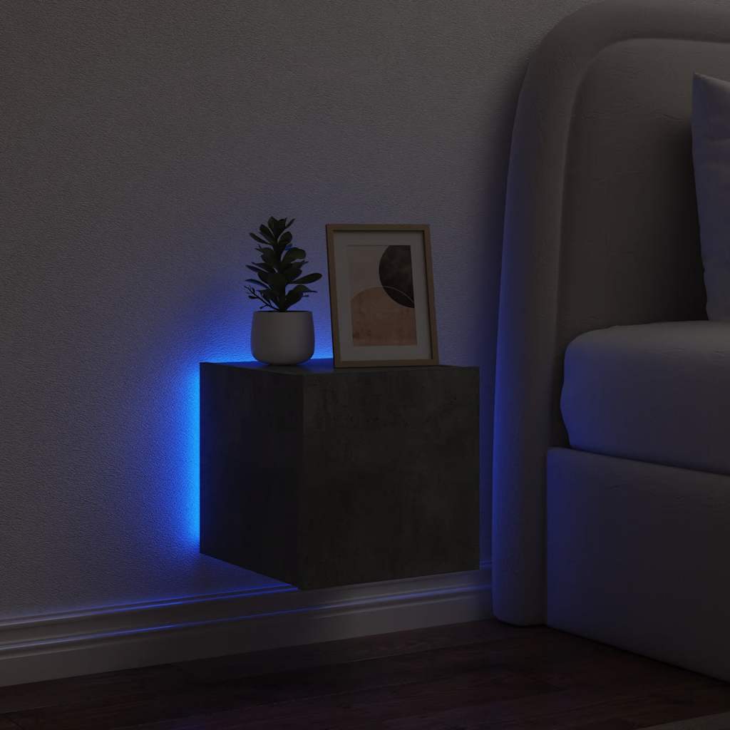 Móvel de parede p/ TV c/ luzes LED 30,5x35x30 cm cinza cimento