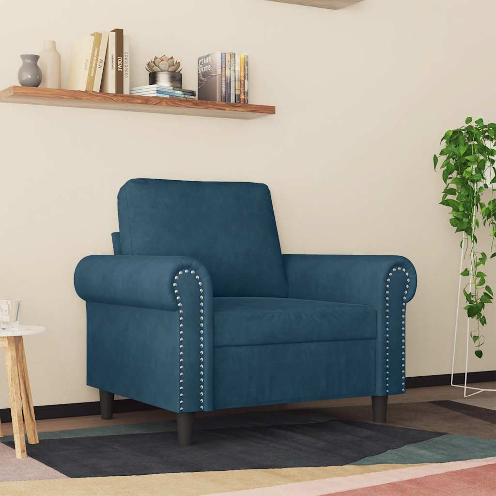 Poltrona 60 cm veludo azul