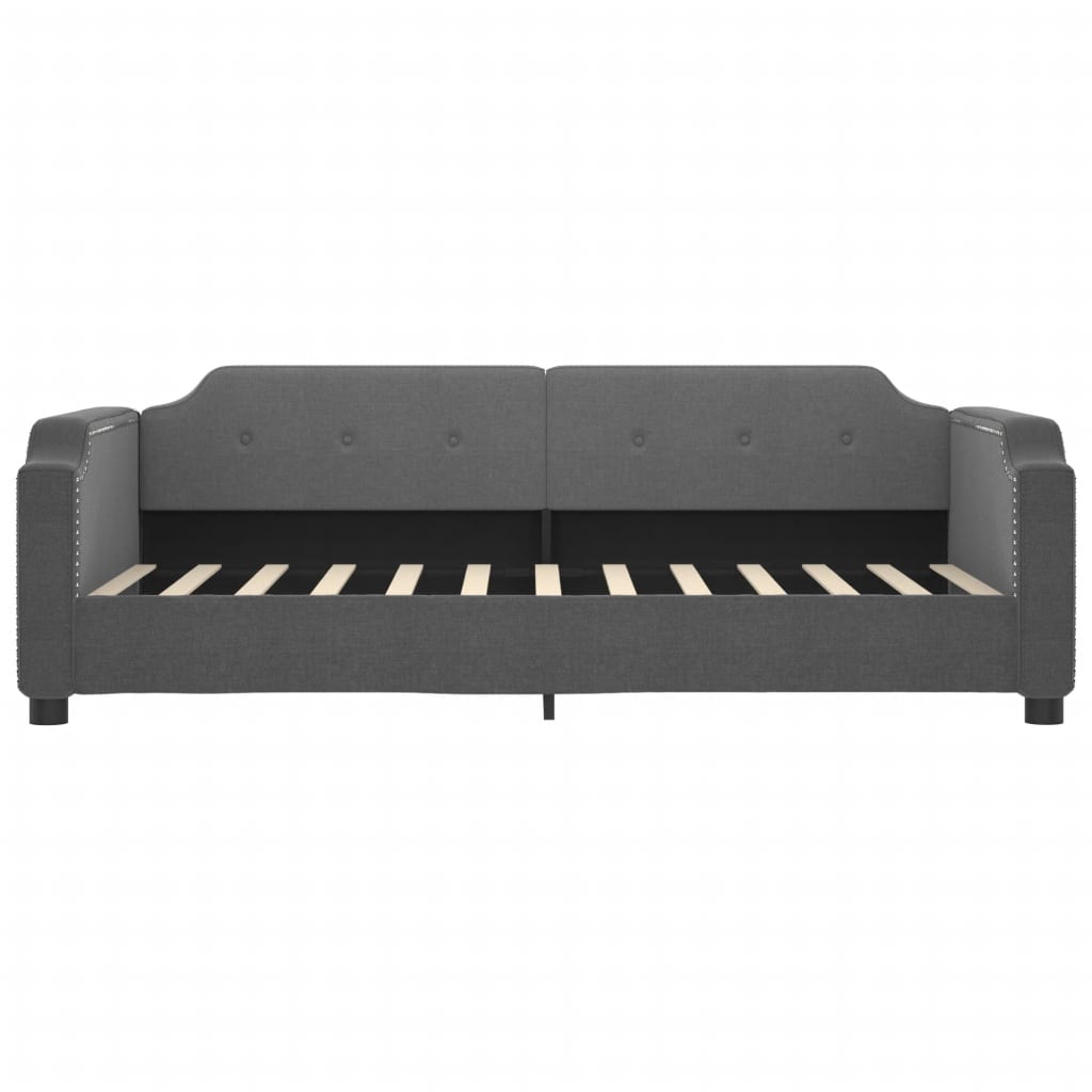 Sofá-cama com colchão 80x200 cm tecido cinzento-escuro