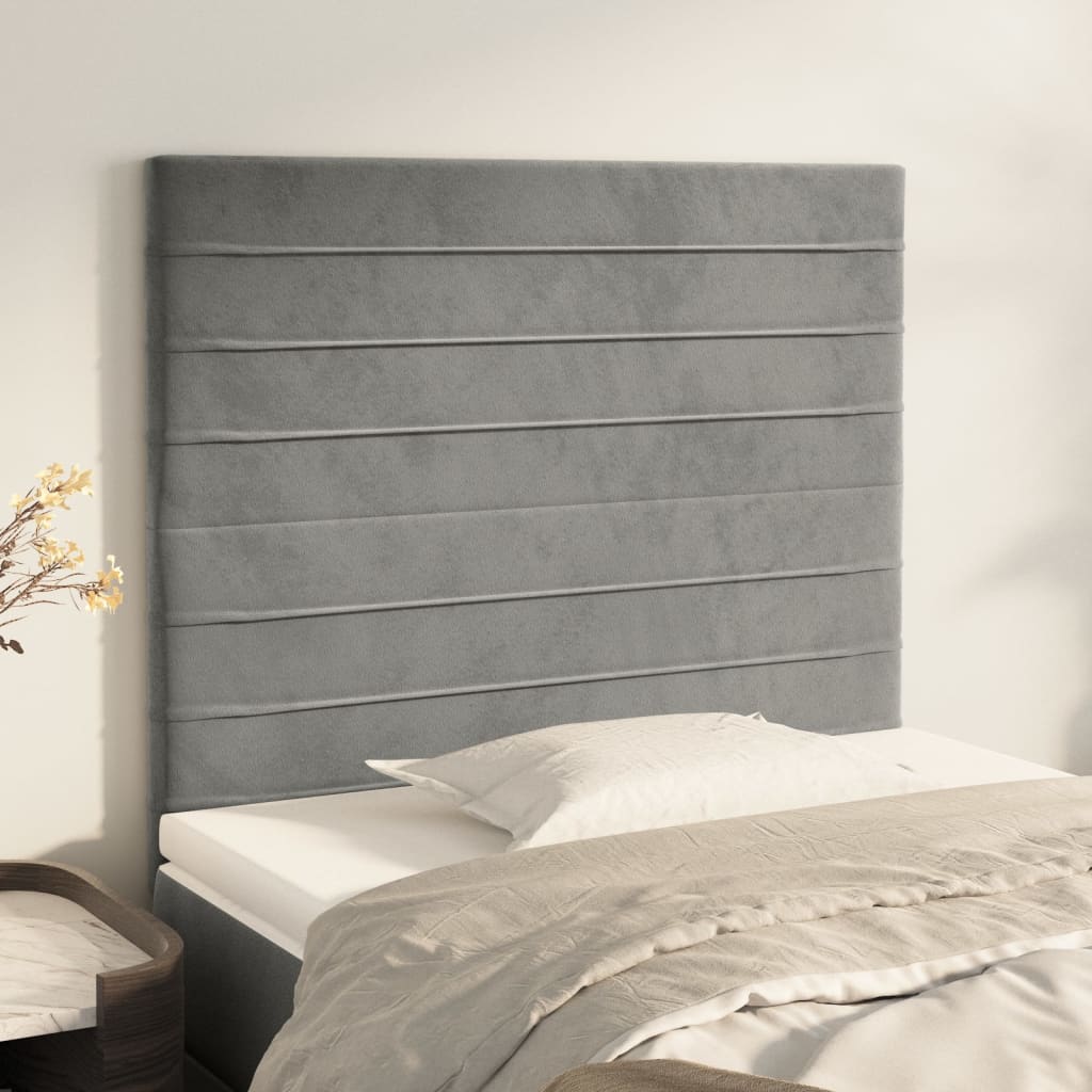 Cabeceira cinza claro 90x5x118/128 cm veludo