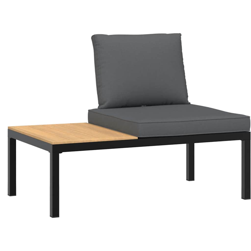 2 Pcs conjunto de sofás p/ jardim c/ almofadões alumínio preto