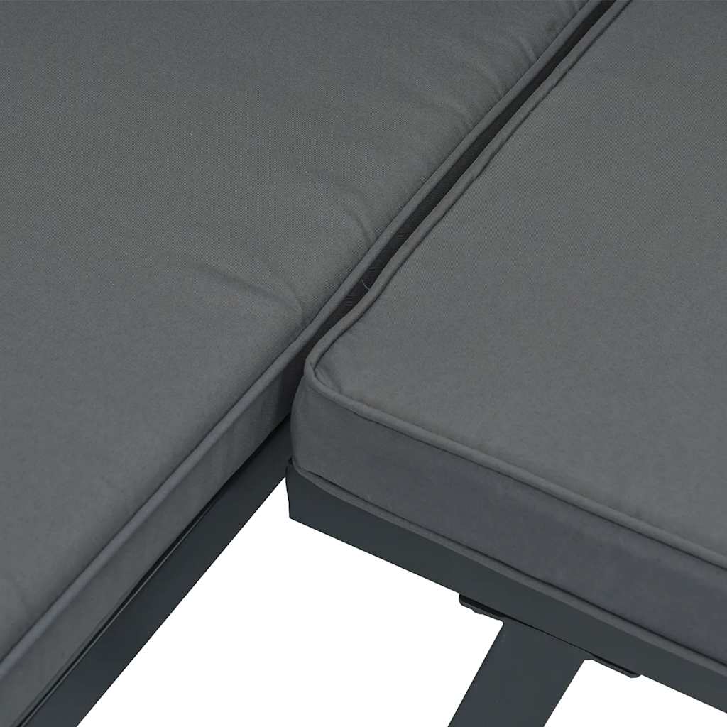 2 Pcs conjunto de sofás p/ jardim c/ almofadões alumínio preto