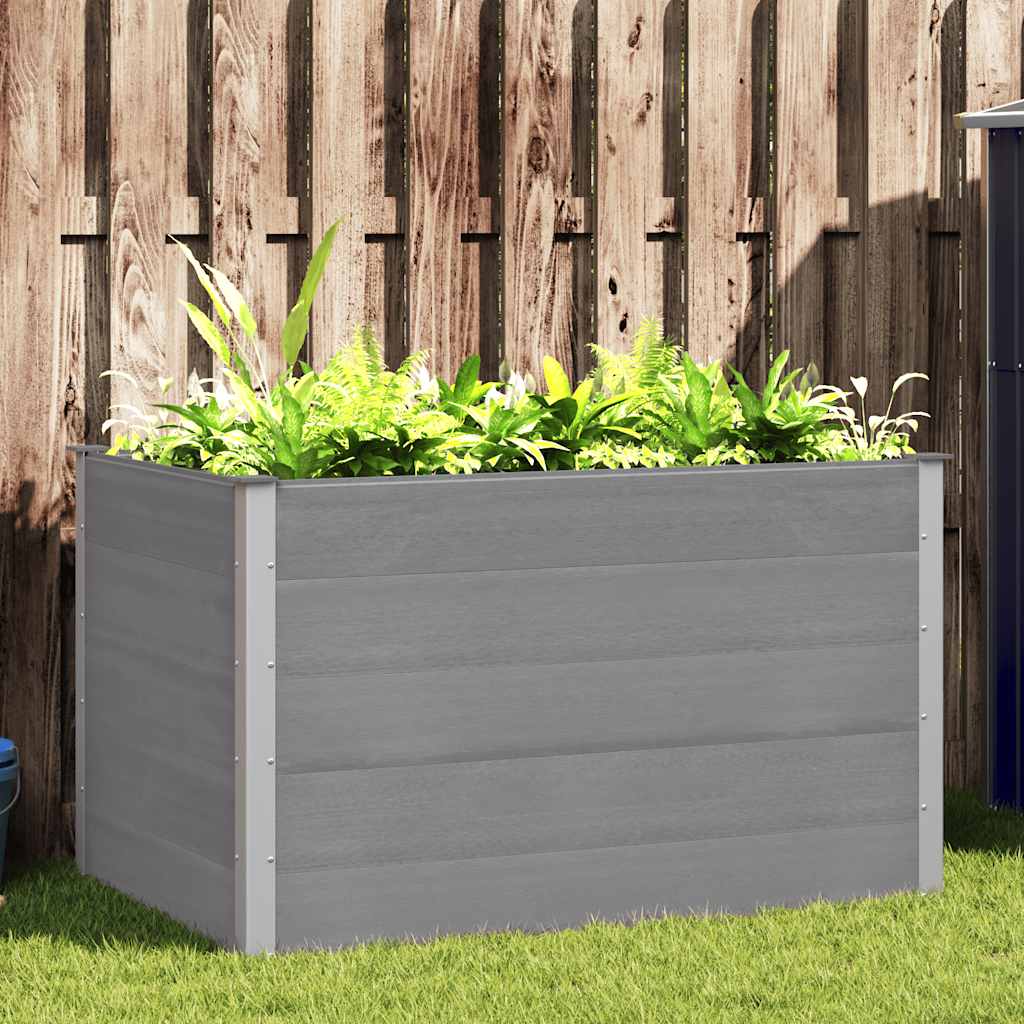 Canteiro elevado para jardim wpc 150x100x91 cm cinzento