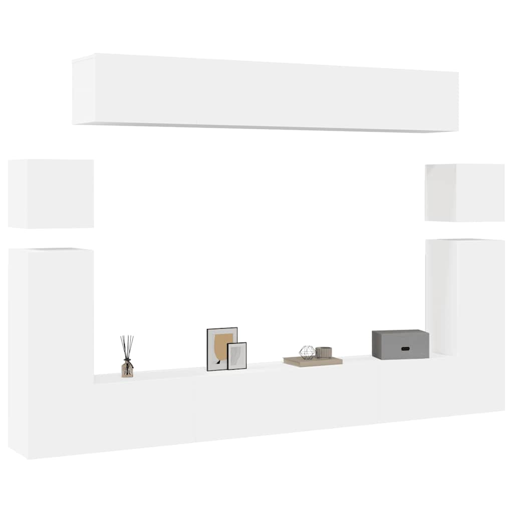 Conjunto móveis de TV 8 pcs derivados de madeira branco