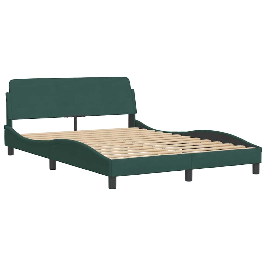 Estrutura de cama sem colchão 140x200 cm veludo verde-escuro