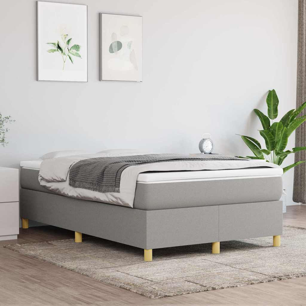 Cama boxspring com colchão 120x190 cm tecido cinzento-claro