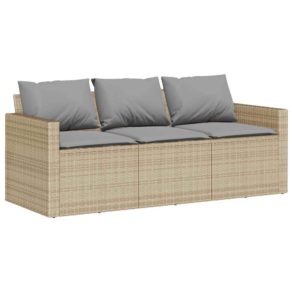 2 Pcs conjunto de jantar p/ jardim com almofadões vime PE bege