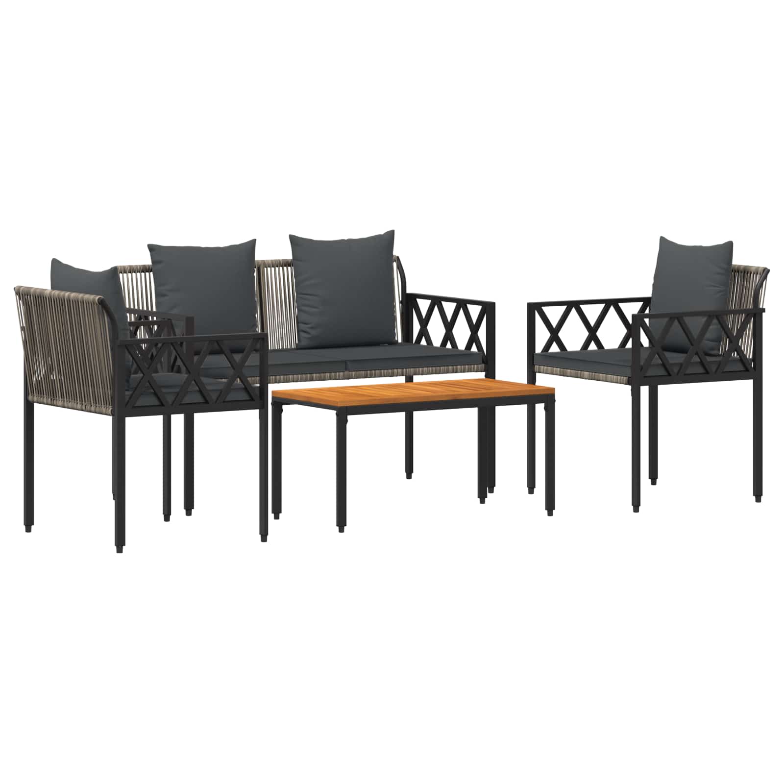 Conjunto de móveis para exterior 4 unid. cinza e cinza escuro
