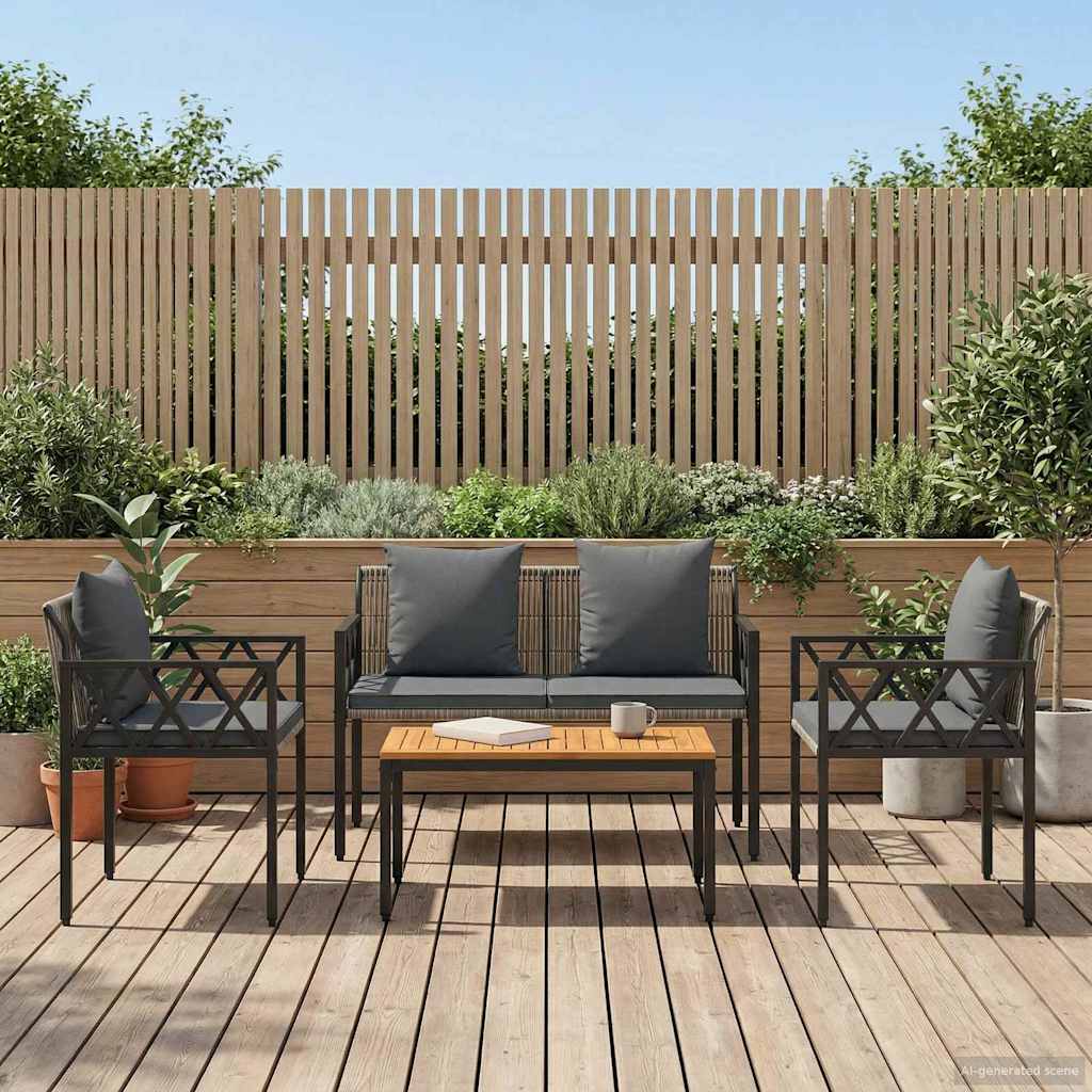 Conjunto de móveis para exterior 4 unid. cinza e cinza escuro