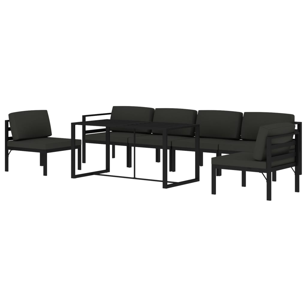 7 Pcs conjunto lounge jardim com almofadões alumínio antracite