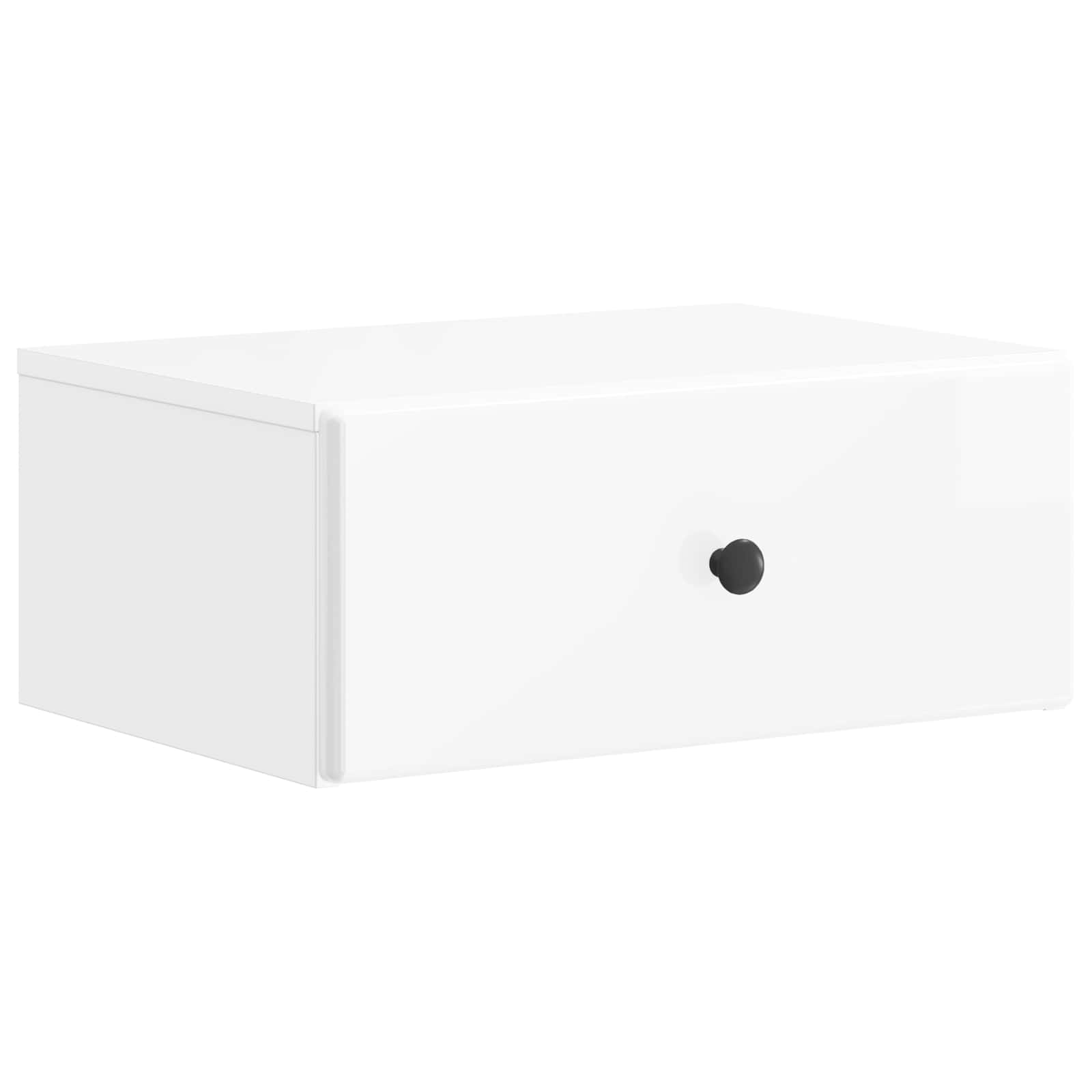 Gabinete de canto montado na parede com gaveta branco brilhante