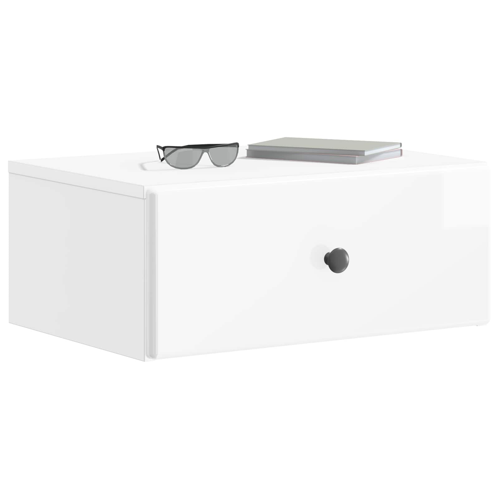 Gabinete de canto montado na parede com gaveta branco brilhante