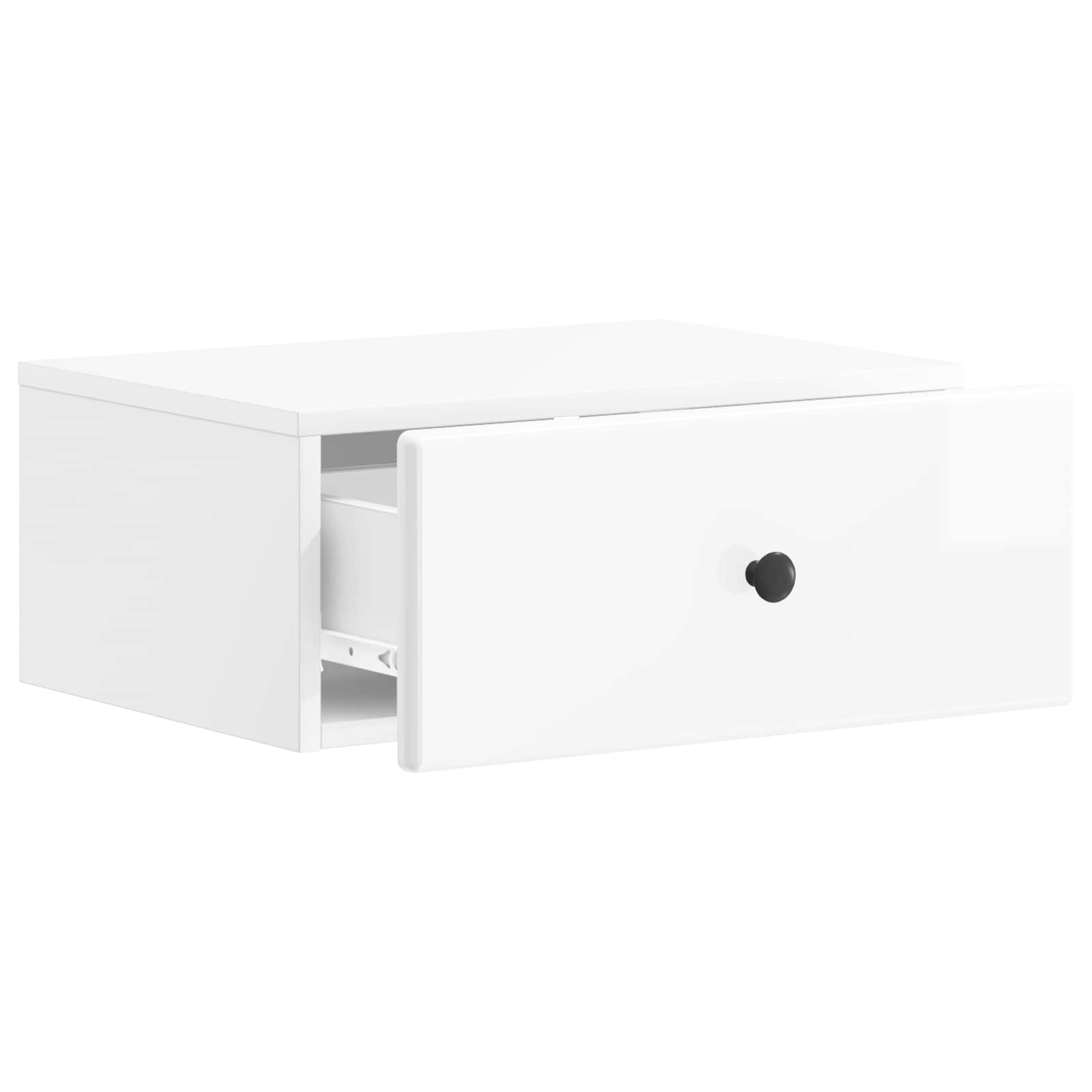 Gabinete de canto montado na parede com gaveta branco brilhante