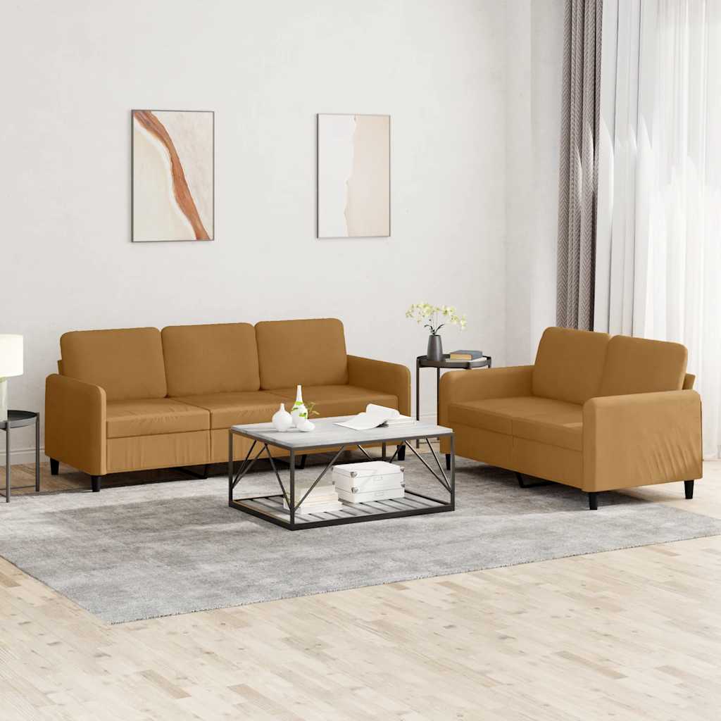 2 Pcs conjunto de sofás veludo castanho
