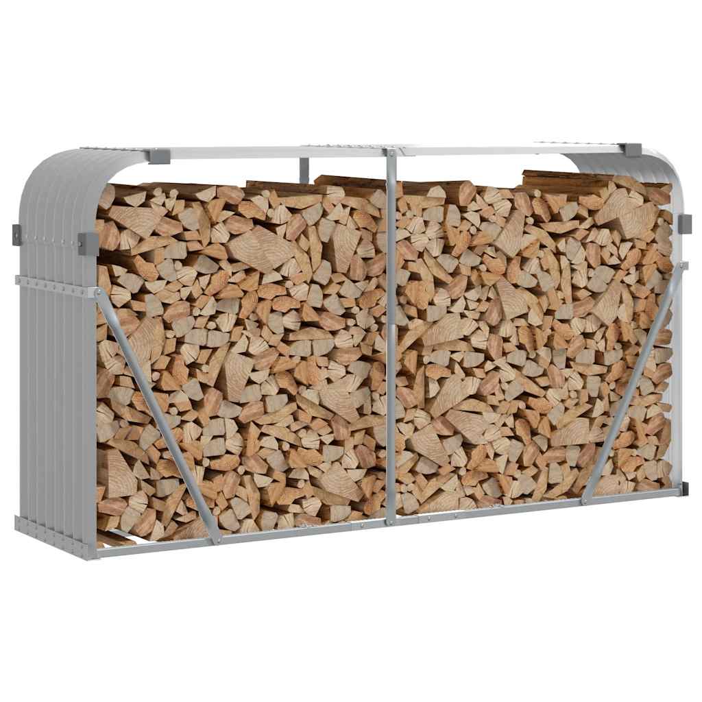 Suporte de lenha 180x45x100 cm aço galvanizado cinza-claro
