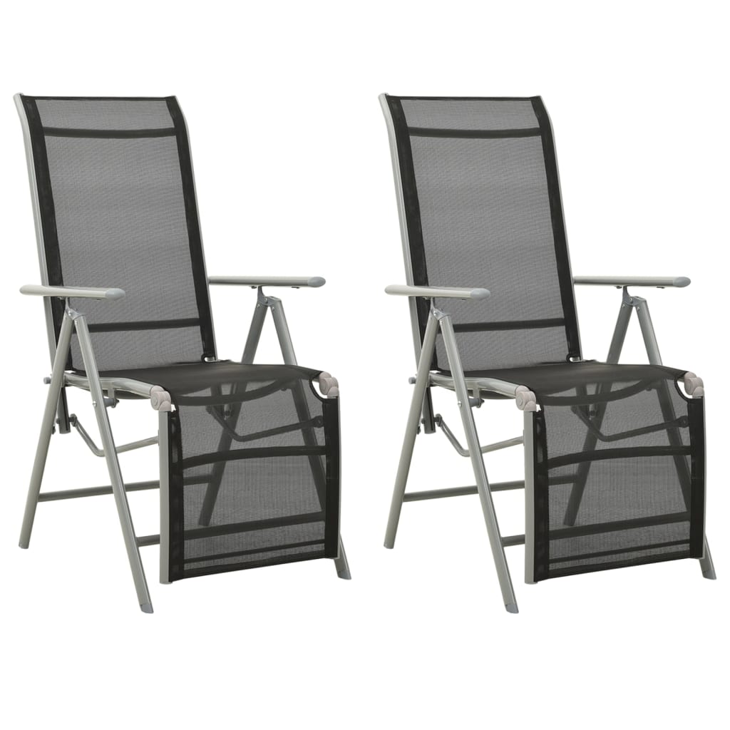 Cadeiras jardim reclináveis 2 pcs textilene e alumínio prateado