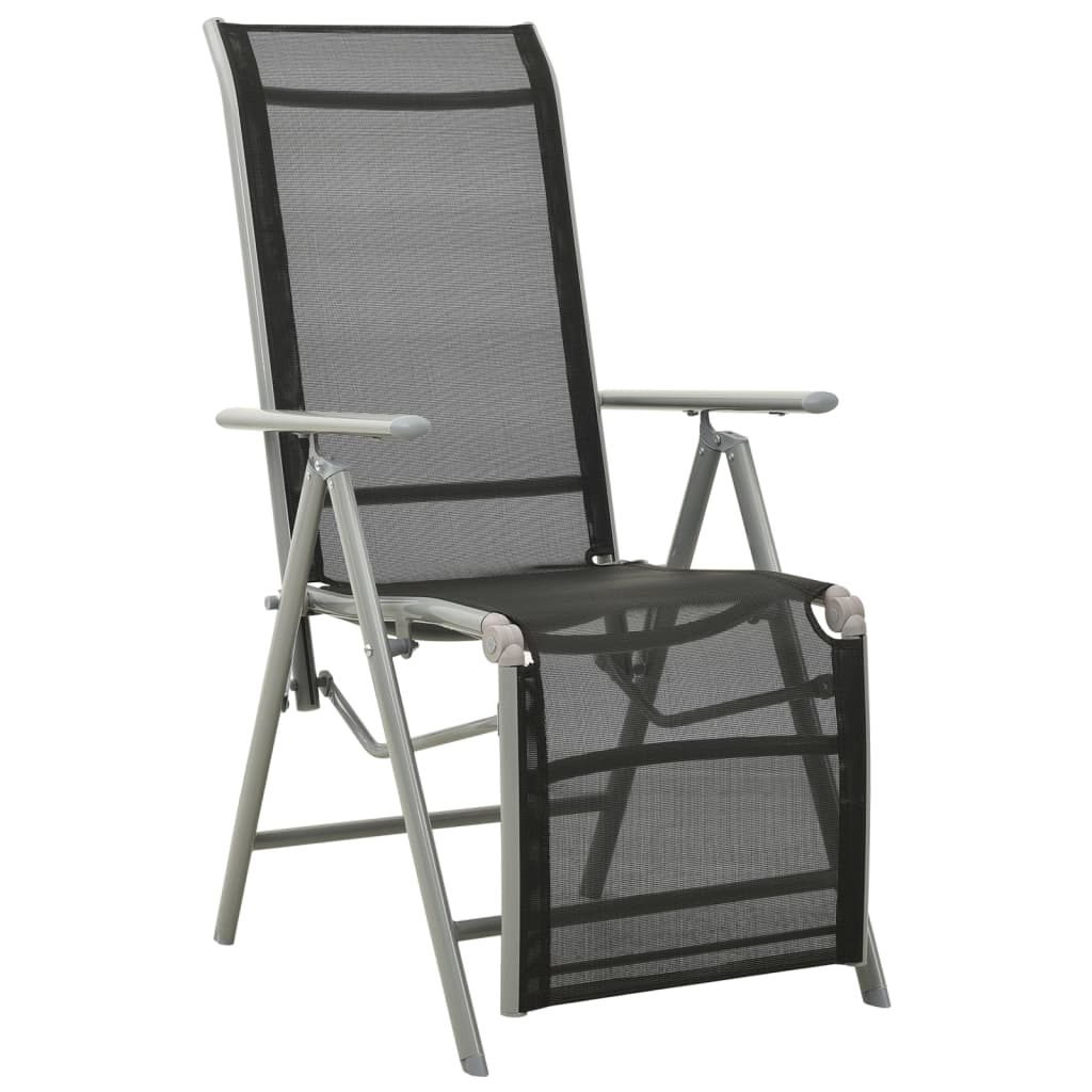 Cadeiras jardim reclináveis 2 pcs textilene e alumínio prateado