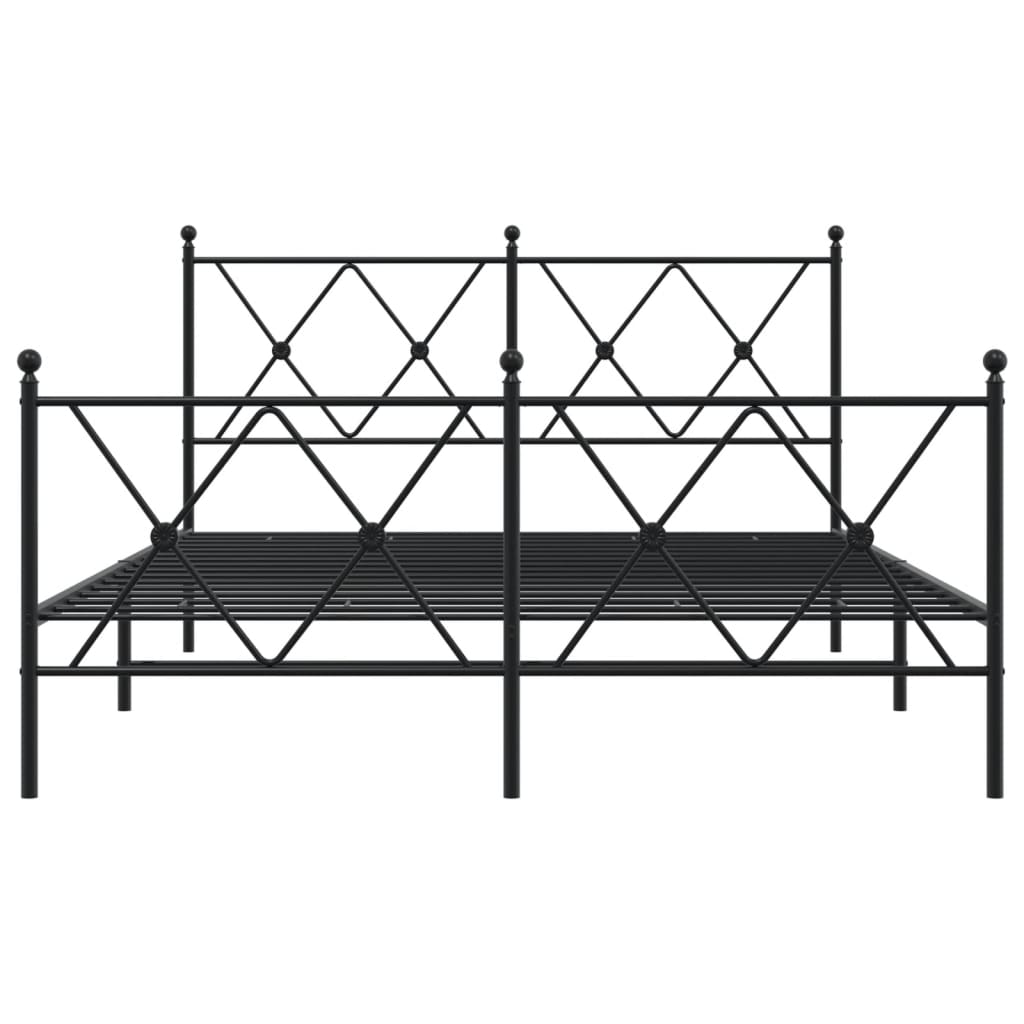 Estrutura de cama com cabeceira e pés 137x190 cm metal preto