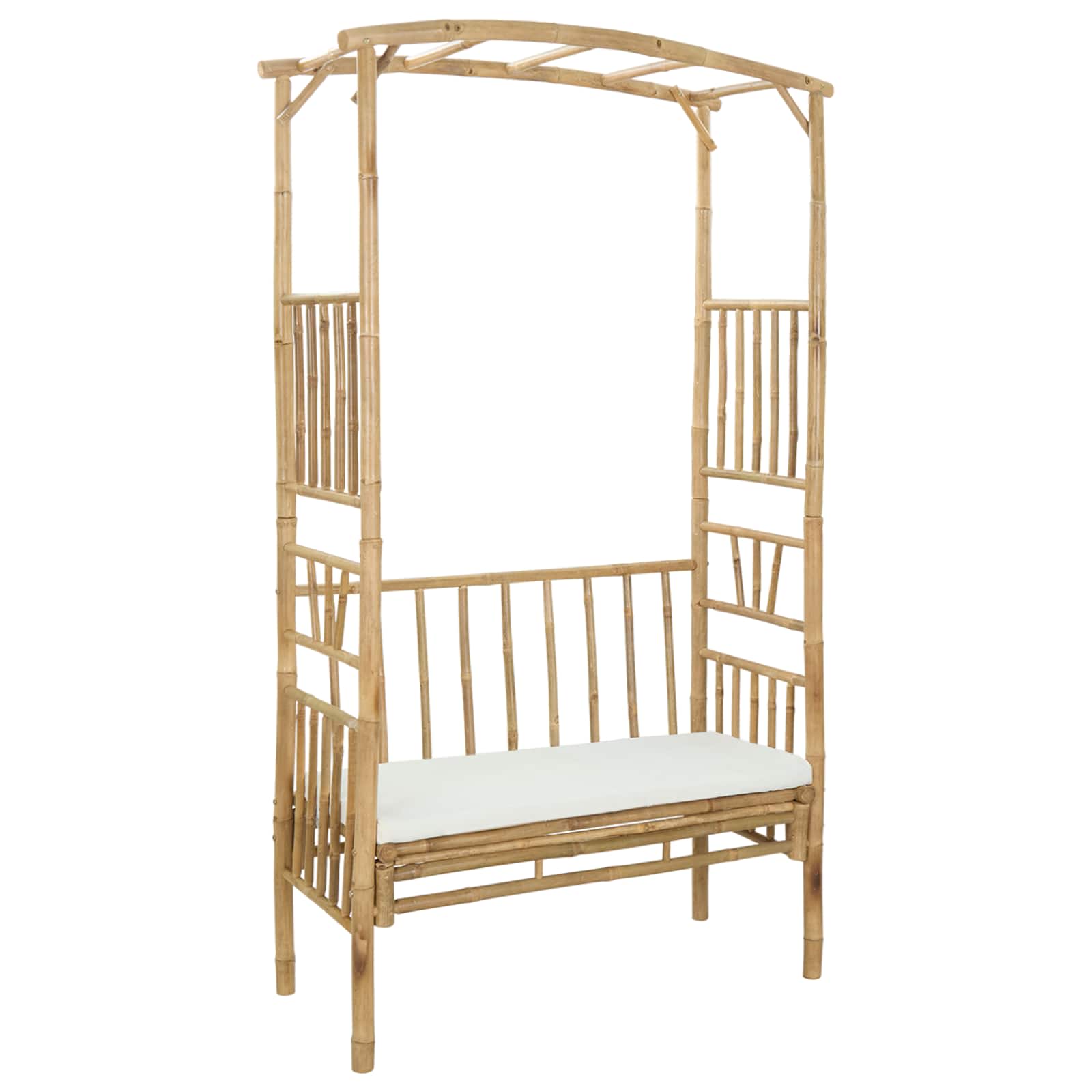Arco de jardim com banco branco creme 115 x 50 x 205 cm bambu