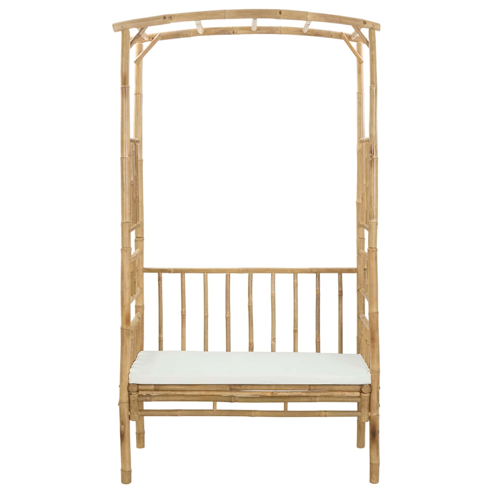Arco de jardim com banco branco creme 115 x 50 x 205 cm bambu