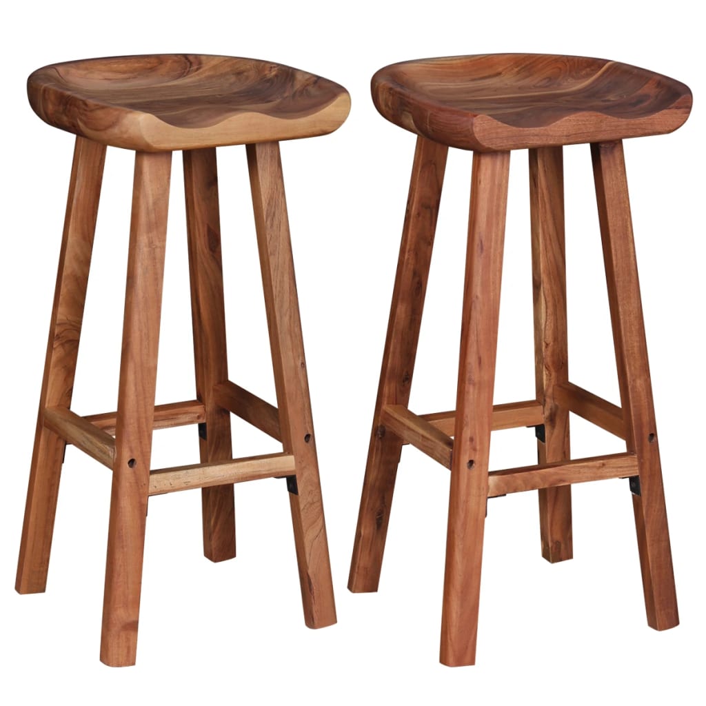 Bancos de bar 2 pcs madeira acácia maciça