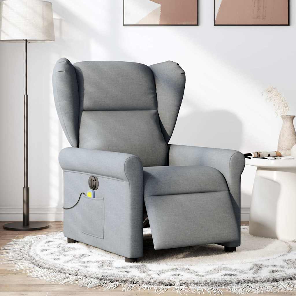Poltrona de massagens reclinável elétrica tecido cinzento-claro