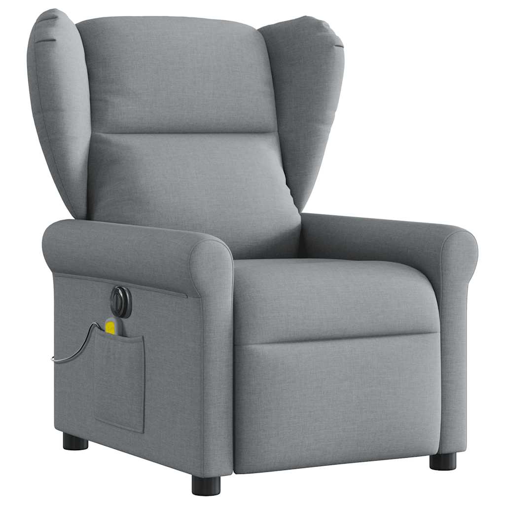 Poltrona de massagens reclinável elétrica tecido cinzento-claro
