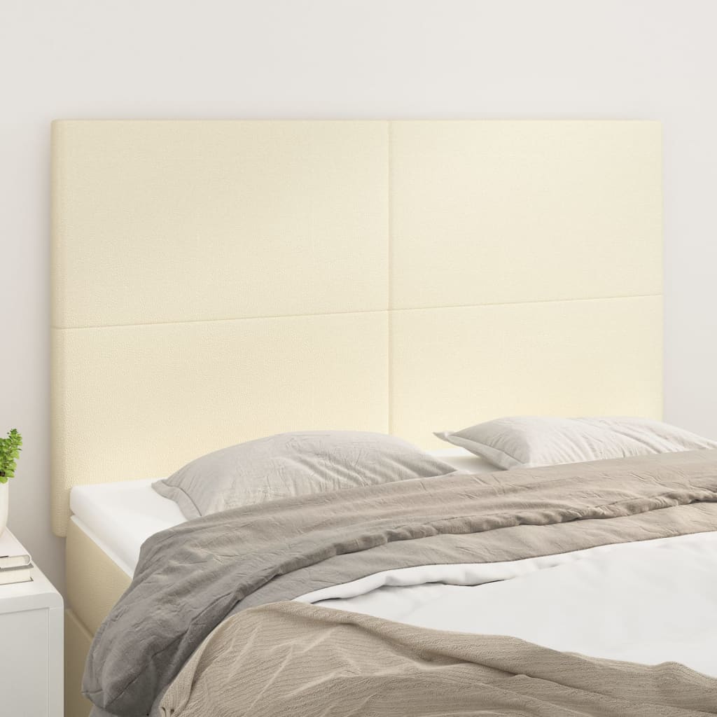 Cabeceira creme 144x5x118/128 cm couro sintético