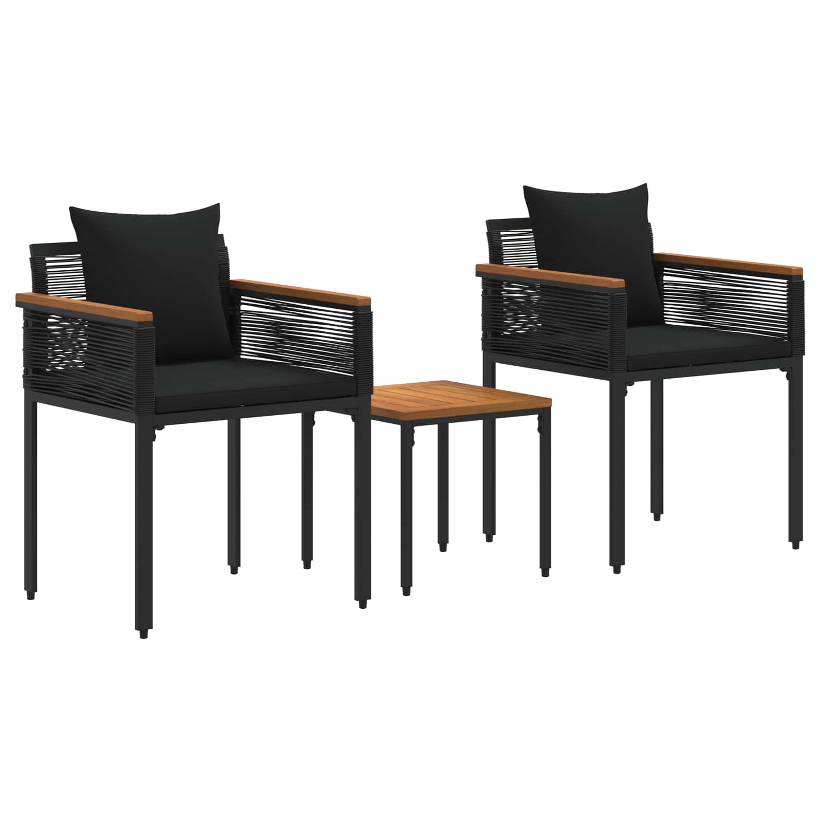 Conjunto de móveis para exterior com almofada preto vime PE