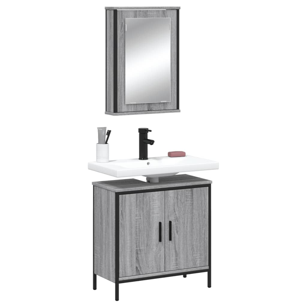 2 Pcs conjunto móveis wc derivados de madeira sonoma cinza