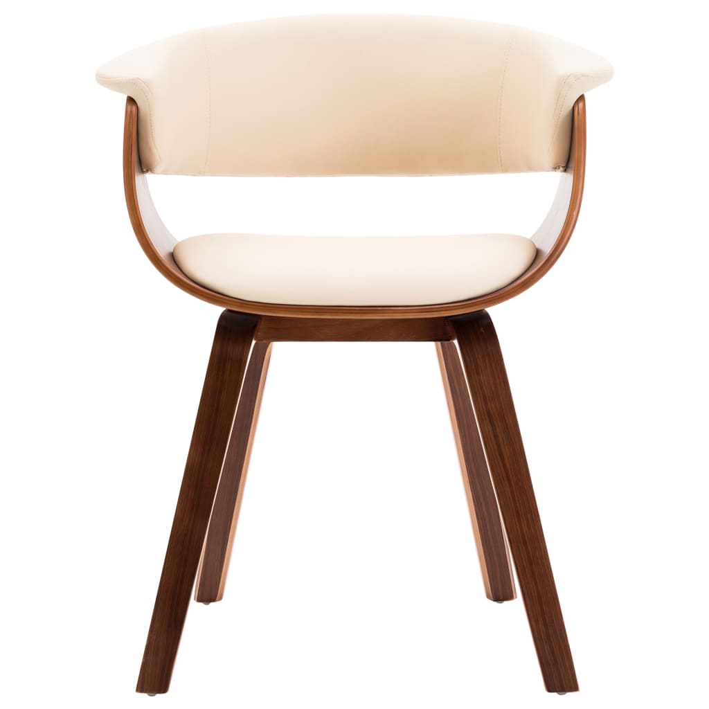 Cadeiras jantar 2 pcs madeira curvada e couro artificial creme