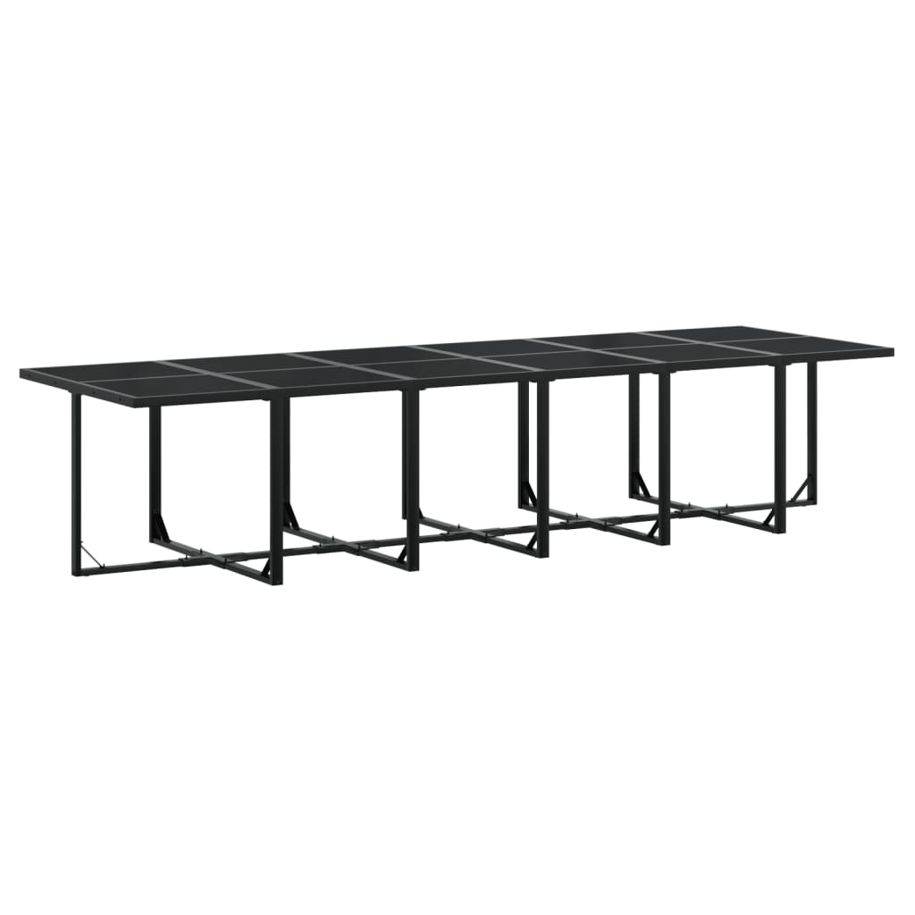 13 Pcs conj. de jantar p/ jardim c/ almofadões textilene preto