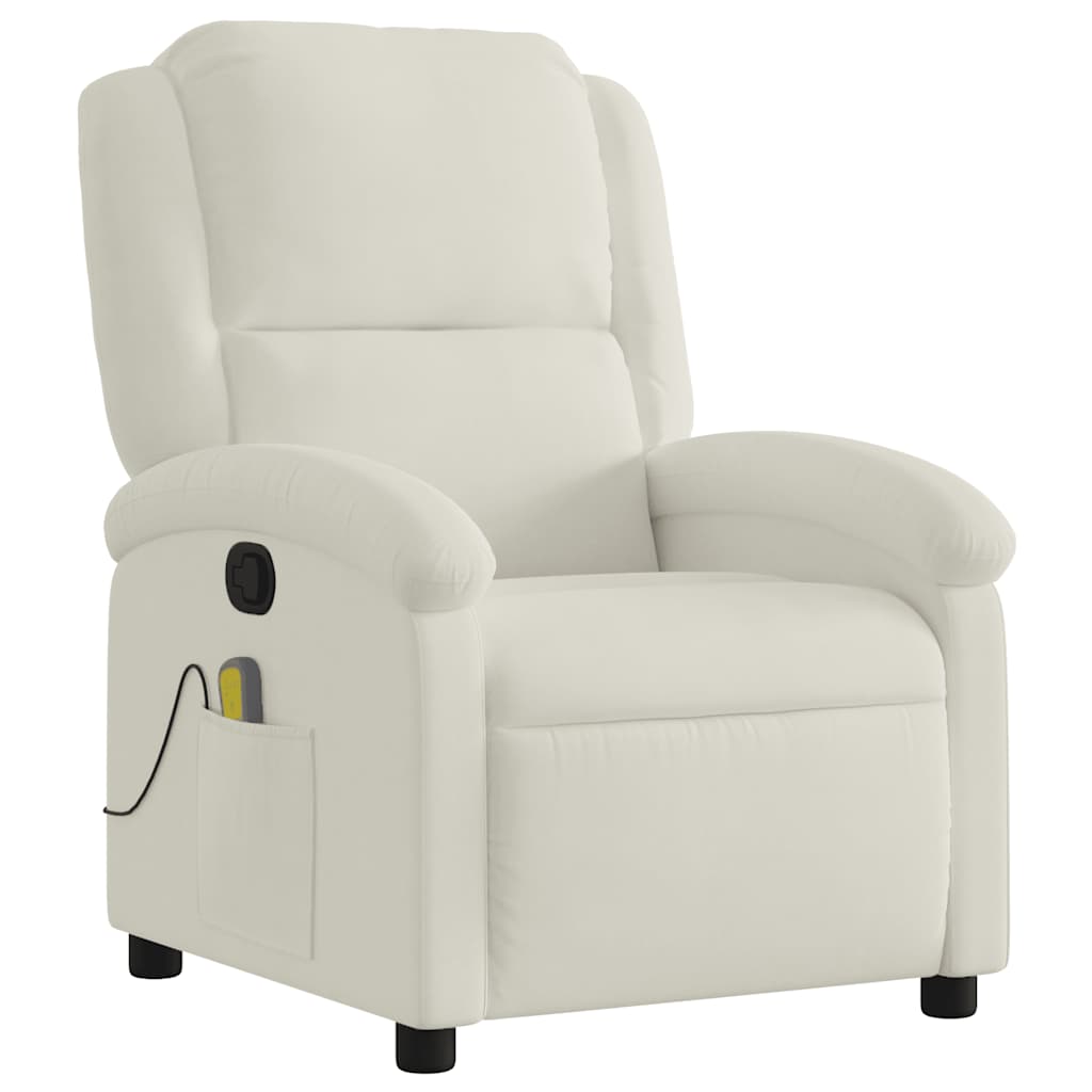 Poltrona de massagens reclinável veludo cor creme