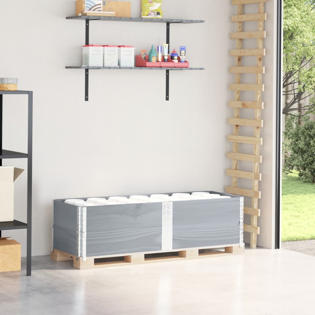 Colares p/ paletes 2 pcs 150x50 cm madeira pinho maciça cinza