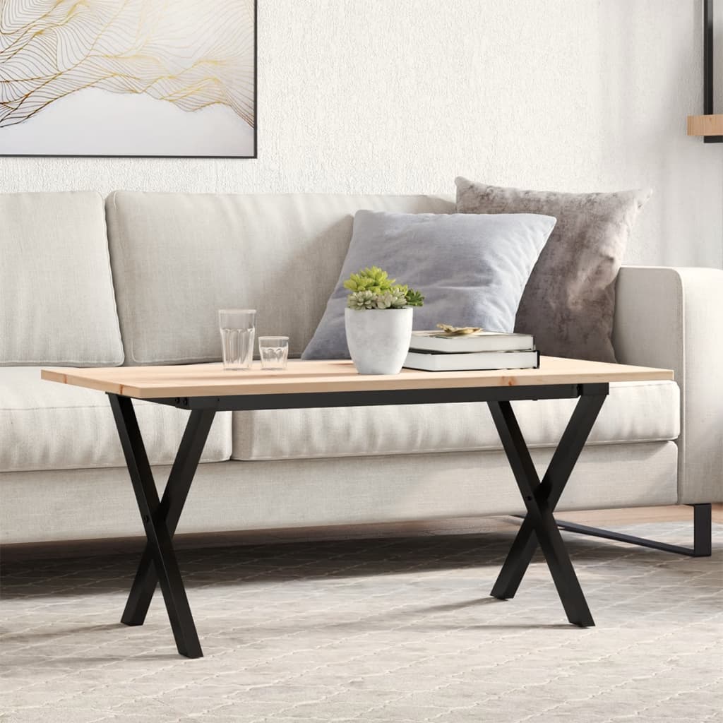 Mesa de centro estrutura em x 90x40x45 cm pinho e aço
