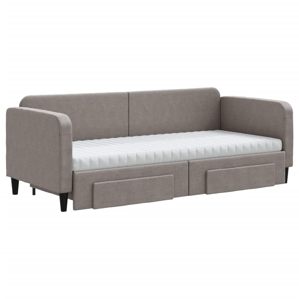 Sofá-cama c/ gavetão/gavetas 80x200 cm tecido cinza-acastanhado
