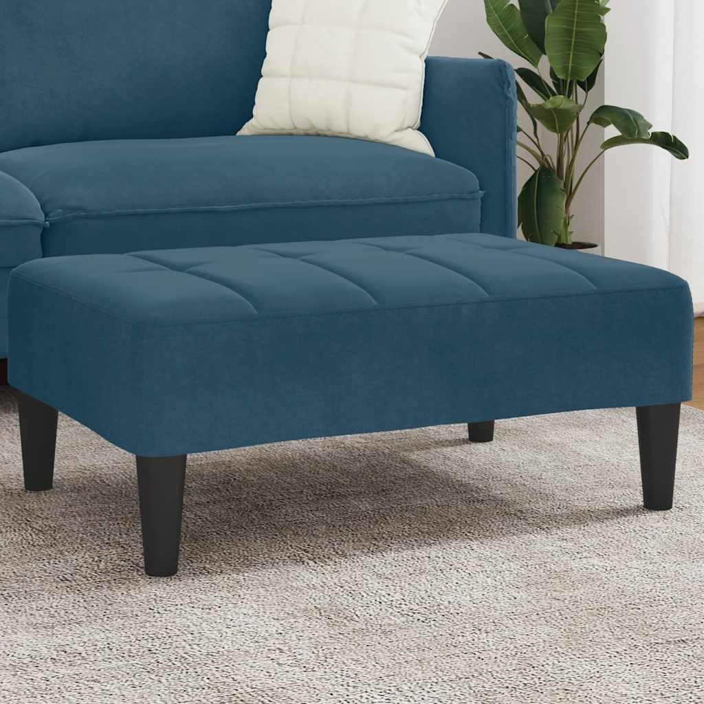 Apoio de pés 77x55x31 cm veludo azul