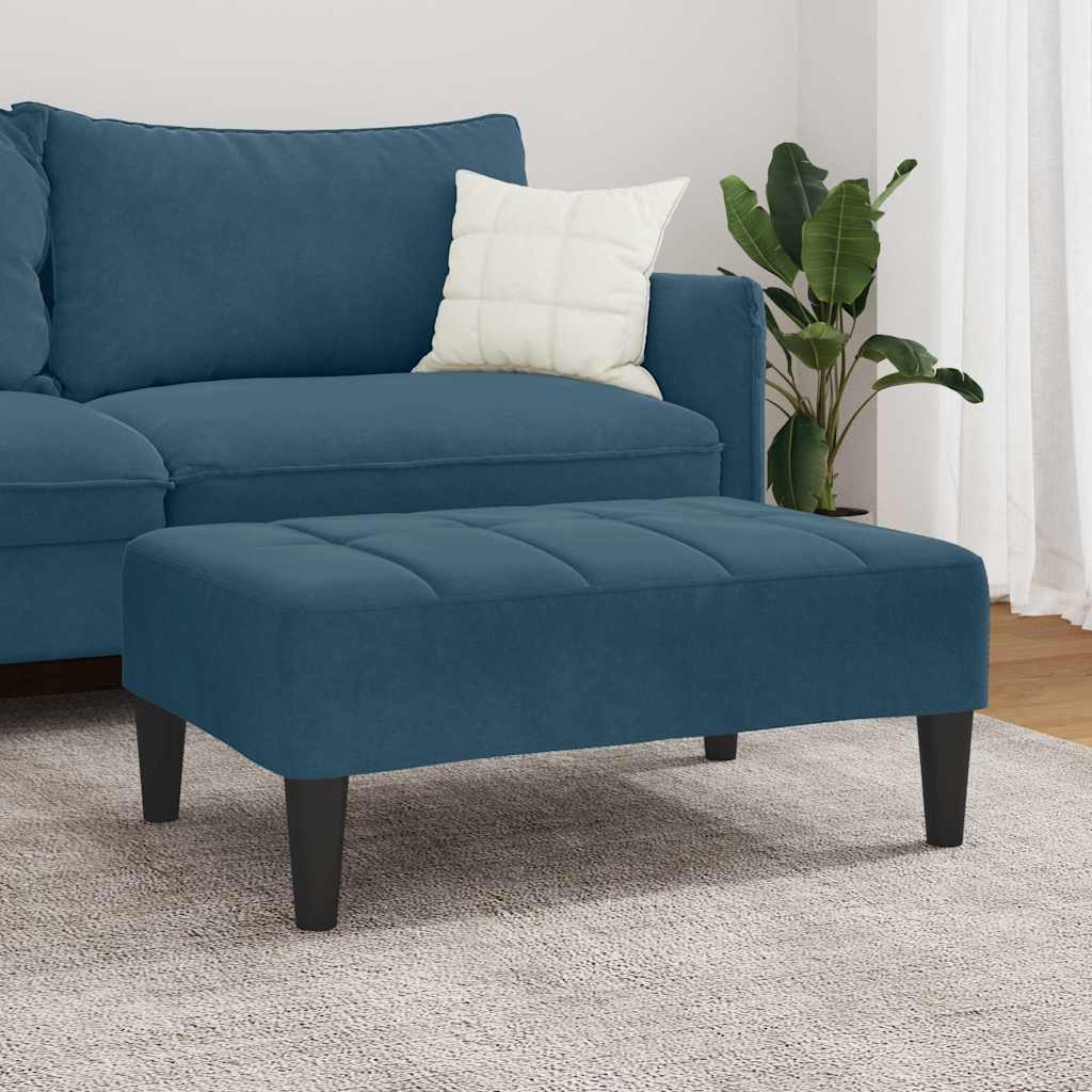 Apoio de pés 77x55x31 cm veludo azul