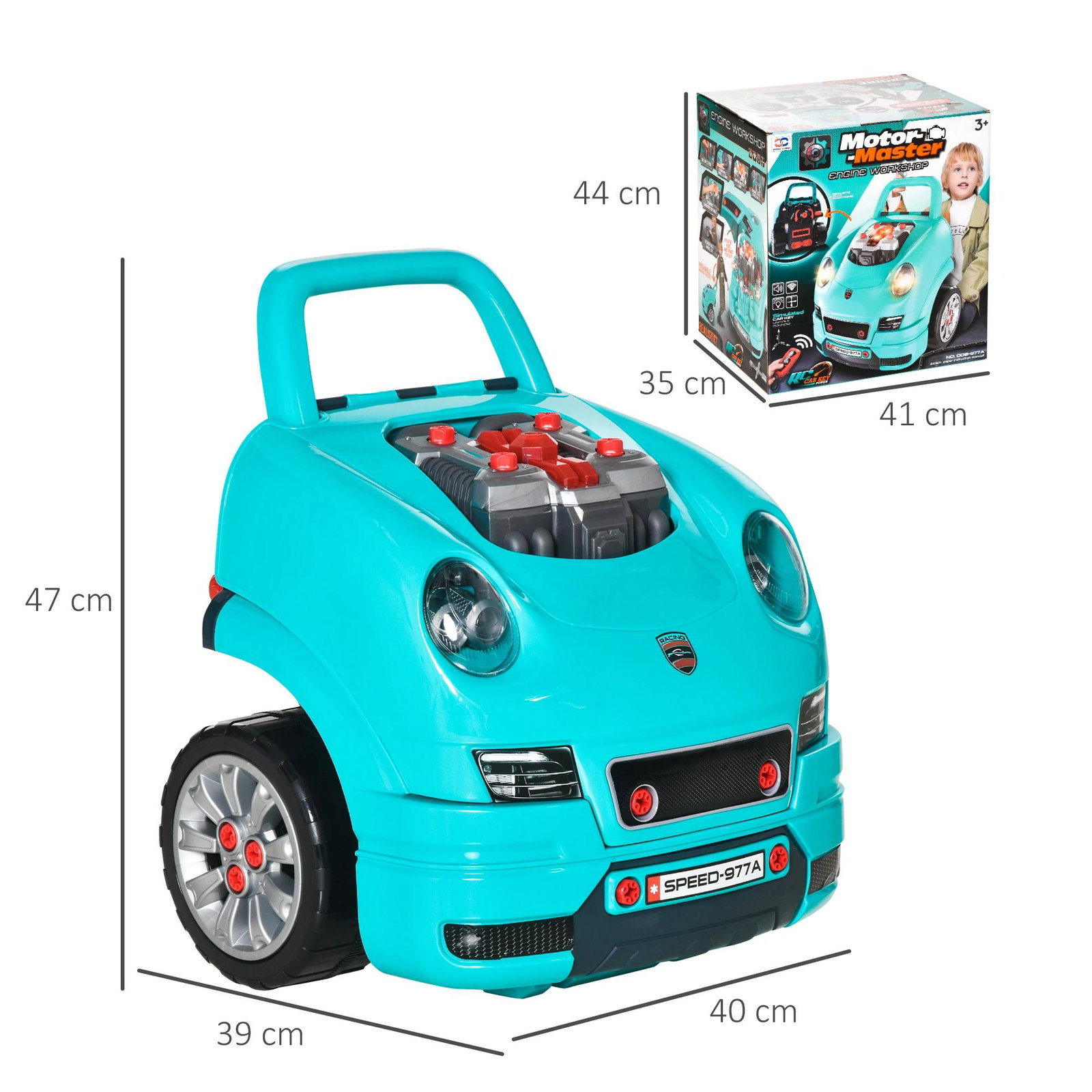Motor de Caminhão para Crianças acima de 3 Anos Conjunto de Motor de Brinquedo com 61 Peças Volante Buzina Faróis Caixa de Armaz