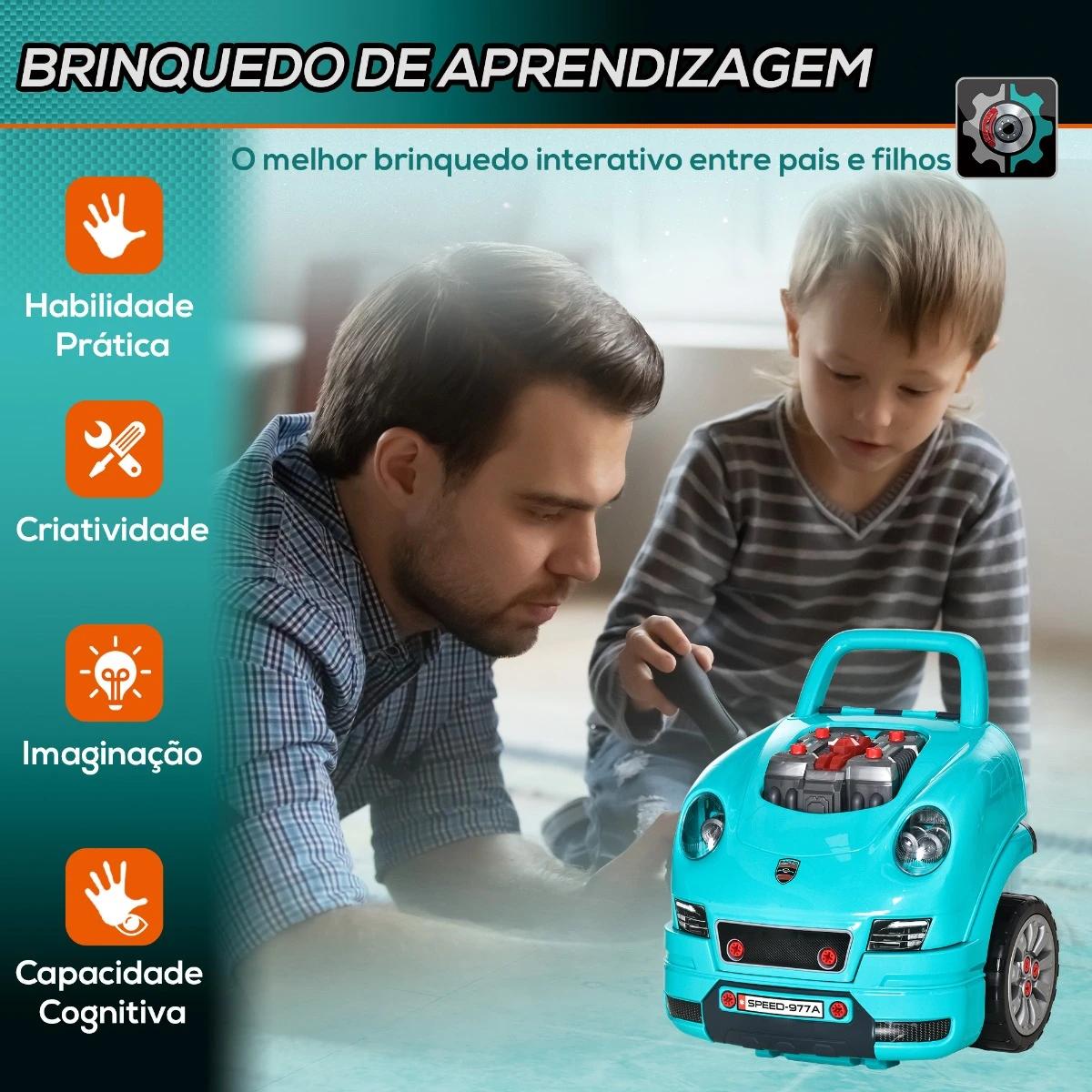 Motor de Caminhão para Crianças acima de 3 Anos Conjunto de Motor de Brinquedo com 61 Peças Volante Buzina Faróis Caixa de Armaz