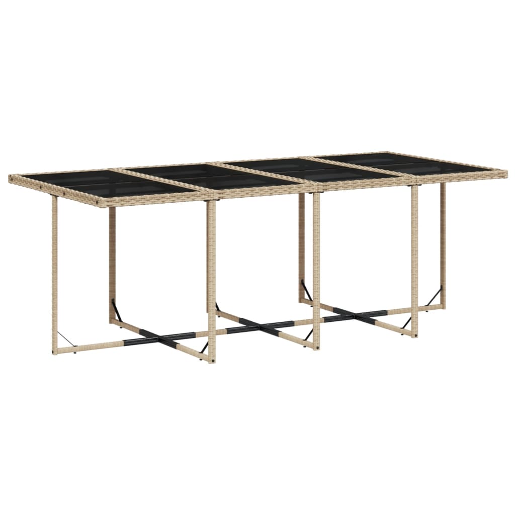 9 Pcs conjunto de jantar p/ jardim com almofadões vime PE bege