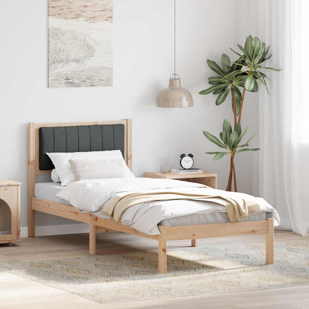 Estrutura de cama com cabeceira estofada cinza escuro