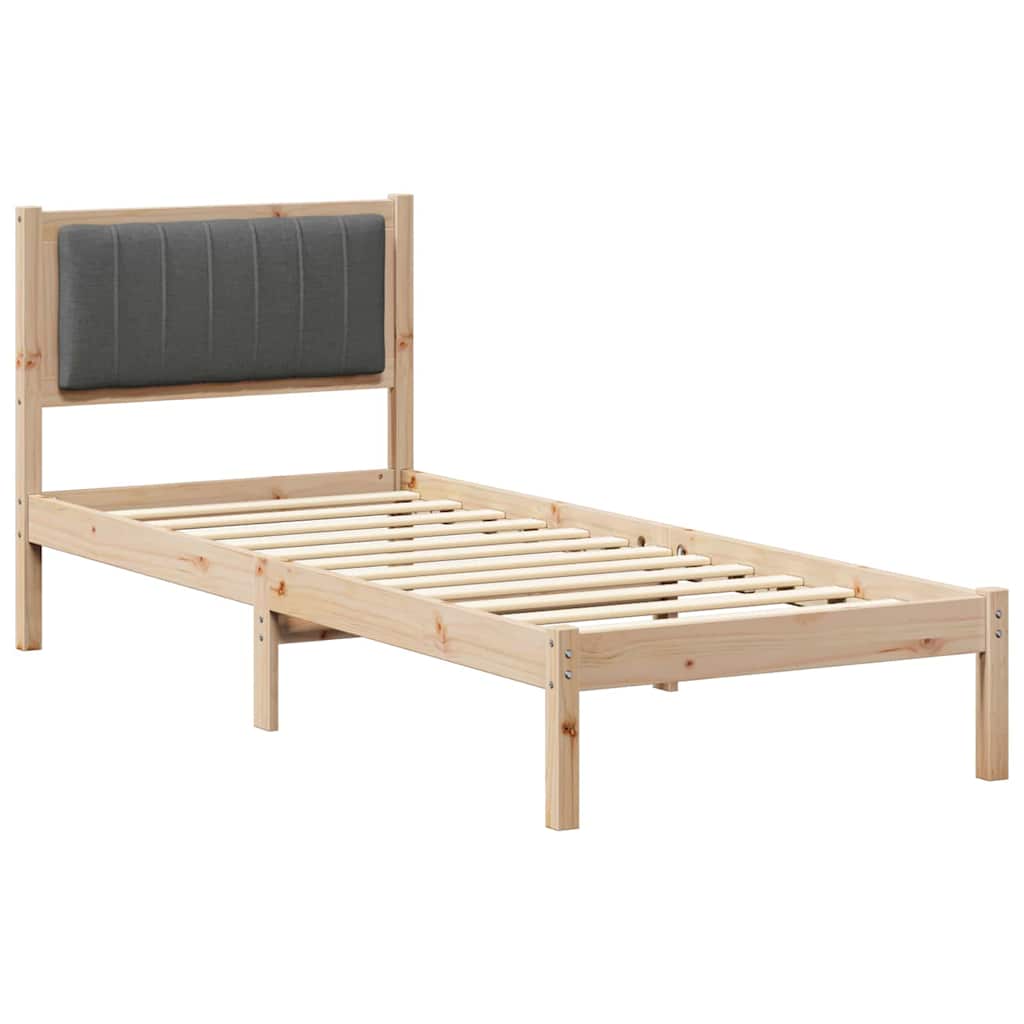 Estrutura de cama com cabeceira estofada cinza escuro