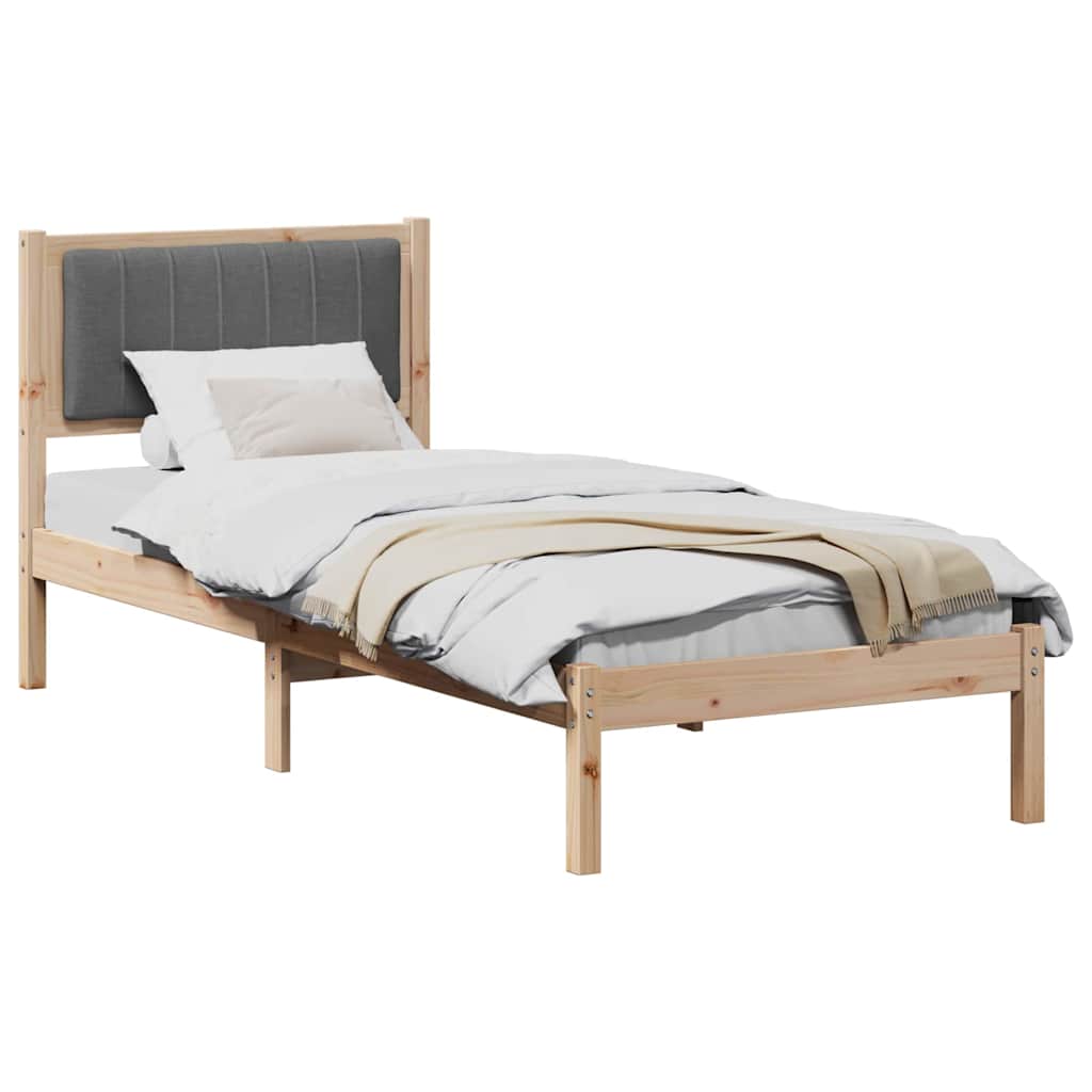 Estrutura de cama com cabeceira estofada cinza escuro