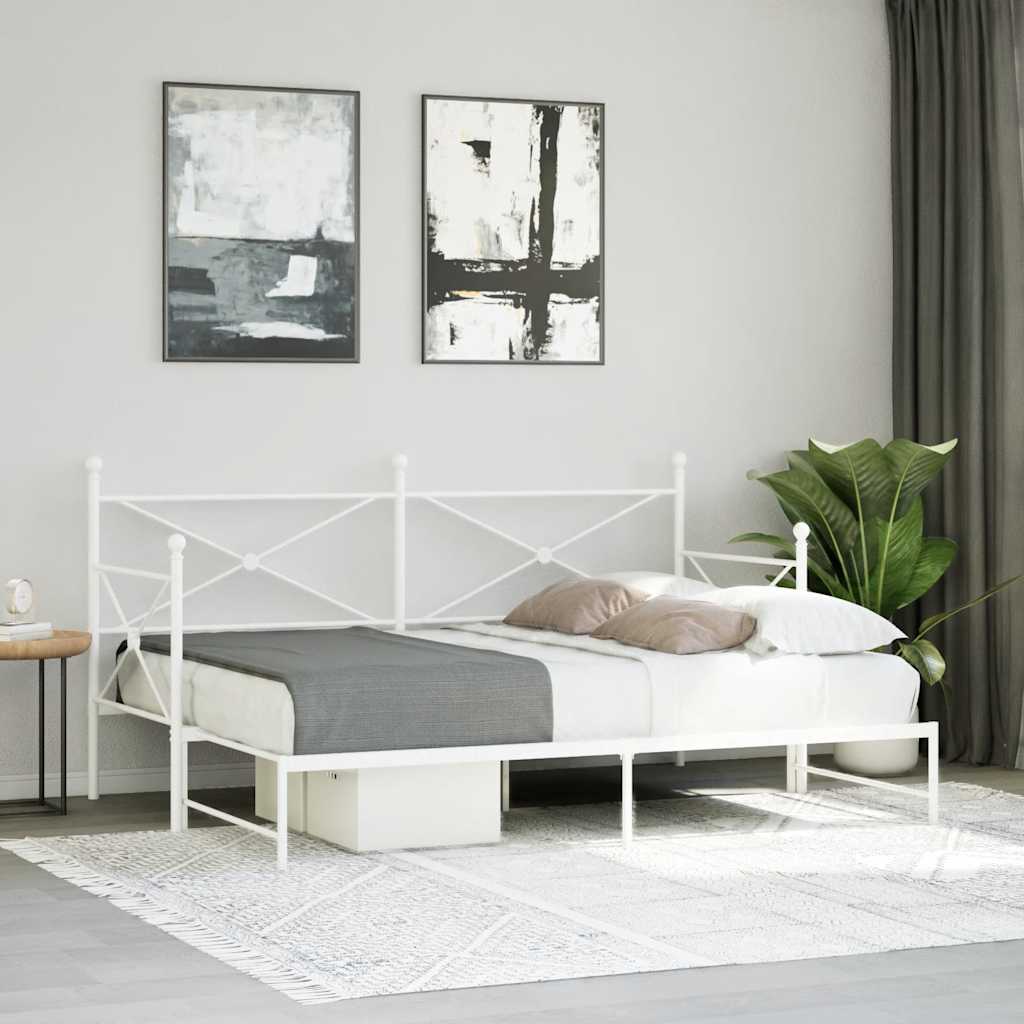 Cama de dia com gavetão sem colchão 75x190 cm aço branco