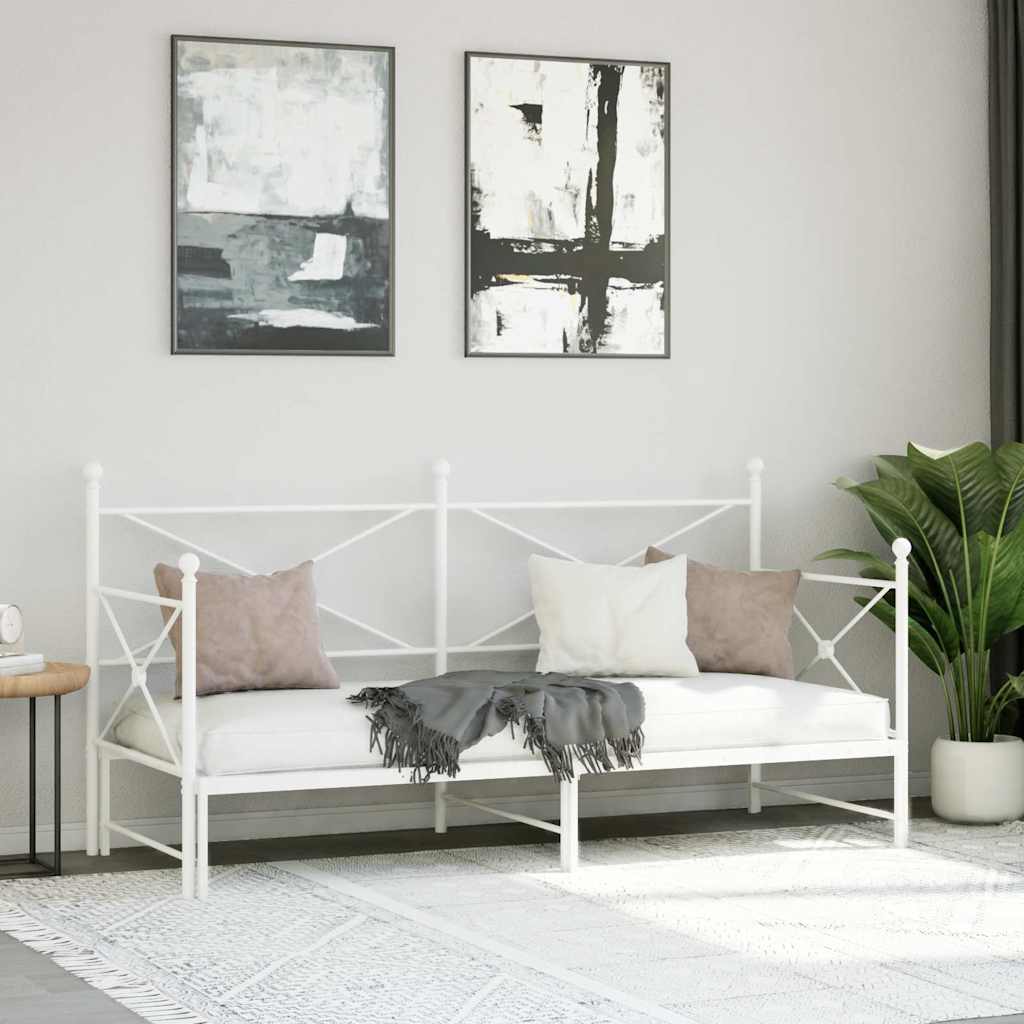 Cama de dia com gavetão sem colchão 75x190 cm aço branco