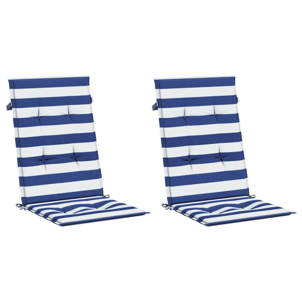 Almofadões cadeira encosto alto 2 pcs tecido riscas azul/branco