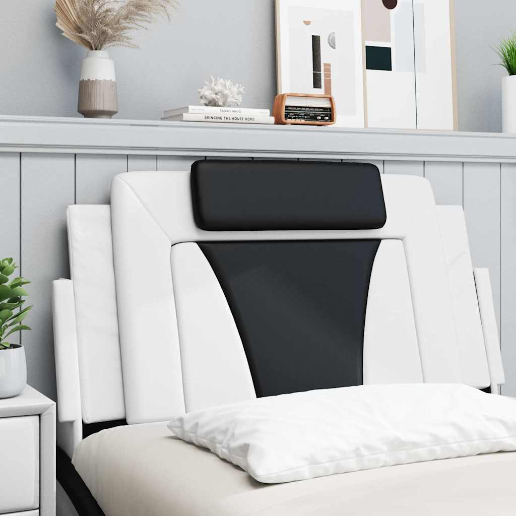 Almofadão de cabeceira viana 100 cm couro artificial preto e branco
